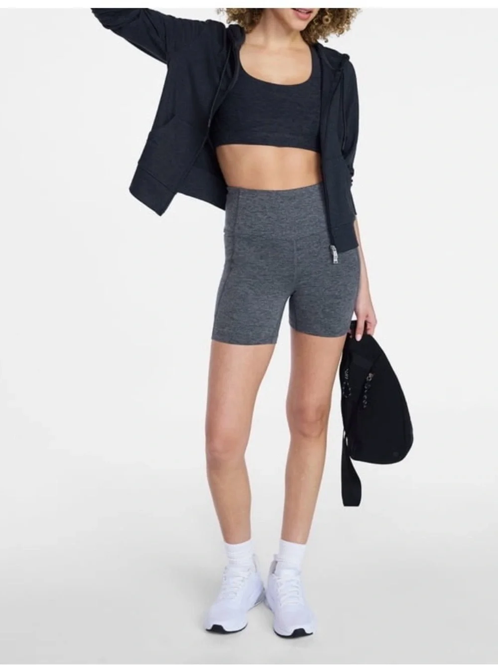 Athletic Works Women’s High-Waist Gym Bike Shorts Size M (8-10) Charcoal Heather
